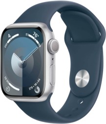 Apple Watch Series 9, 41 мм спортивный ремешок (грозовой синий), размер S/M