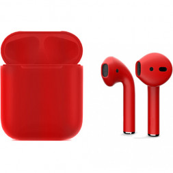 Беспроводные наушники Apple AirPods 2 красный матовый (полная покраска)