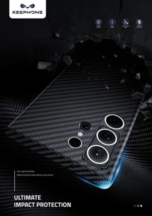 Чехол для Samsung Galaxy S23 Ultra Keephone Magsafe карбоновый из кевлара (черный)