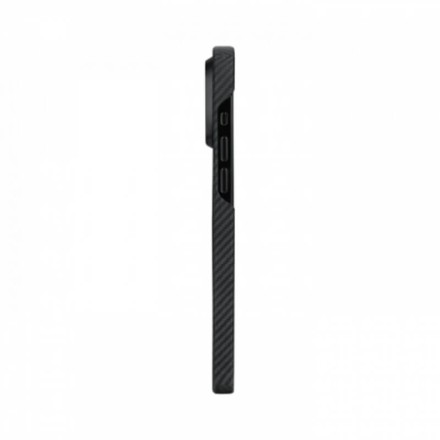 Чехол для iPhone 15 Pro Pitaka MagEZ Case 4 узкое плетение кевлар (черно-серый)