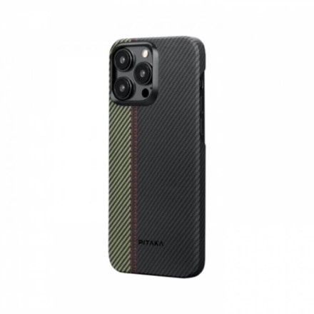 Чехол для iPhone 15 Pro Pitaka Fusion Weaving MagEZ Case 4 Overture кевлар (черно-серый)