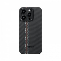 Чехол для iPhone 15 Pro Pitaka Fusion Weaving MagEZ Case 4 Rhapsody кевлар (черно-серый)